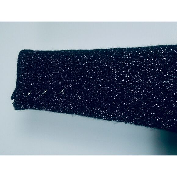 FOREVER 21 WOMENS BLACK & SILVER METALLIC LONG SLEEVE CROP TOP. SIZE XS - Picture 4 of 5